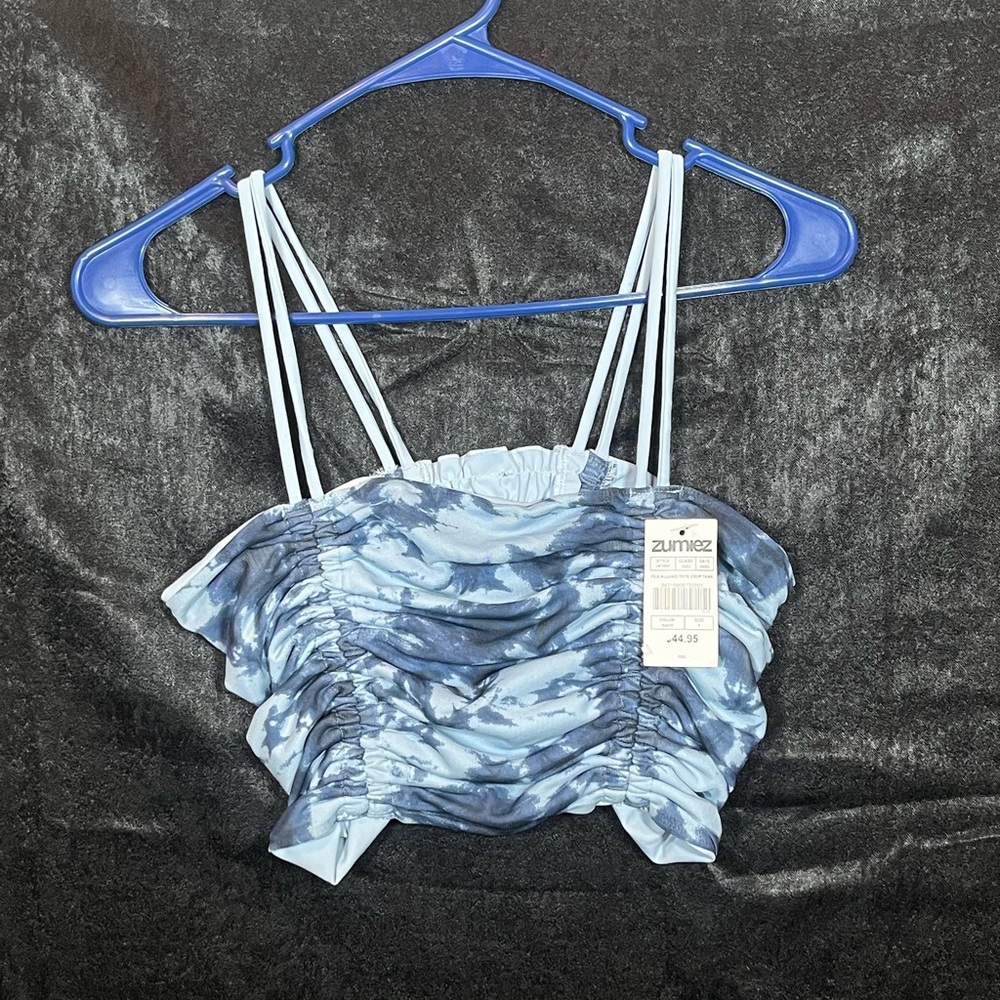 FILA Allanis Ruched Blue Tie Dye Cami Tank Top